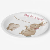 バニーの女の子ファースト・トゥースパーティー ペーパープレート (アングル)