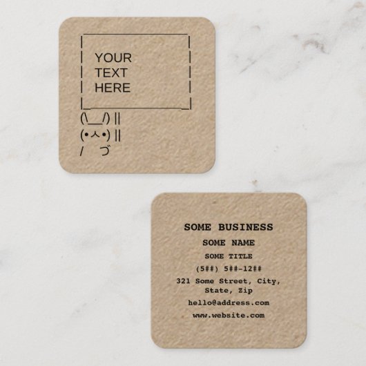 バニーの抗議の印/カスタマイズ可能なASCIIの文字の芸術 スクエア名刺 (正面/裏面)