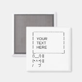 バニーの抗議サイン/カスタマイズ可能なASCII文字アート マグネット (正面/裏面)