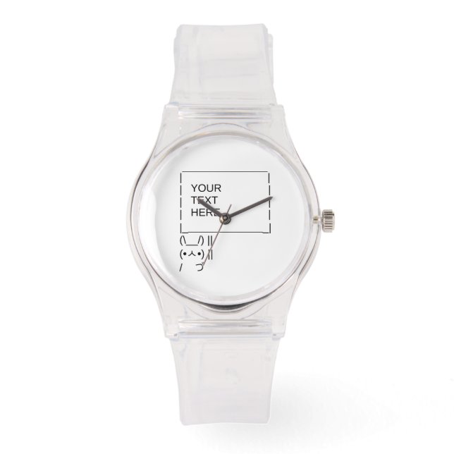 バニーの抗議サイン/カスタマイズ可能なASCII文字アート 腕時計 (正面)
