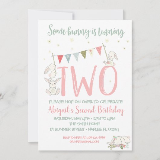 バニーの招待状、バニーの誕生日の招待状 招待状 (正面)