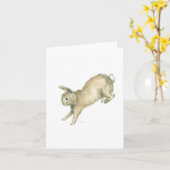 バニーの空白のなメッセージカード-白--を跳躍させます カード (黄色い花)