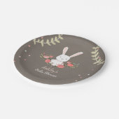 バニーの紙皿のベビーシャワーの森林ピンクの女の子 ペーパープレート (アングル)