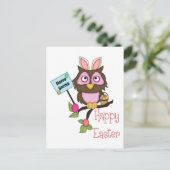 バニーの耳で愛らしいイースターフクロウ シーズンポストカード (スタンド正面)