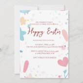 バニーの耳とフローラハッピーイースター 招待状 (正面)