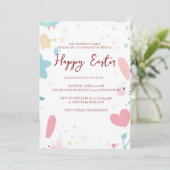バニーの耳とフローラハッピーイースター 招待状 (スタンド正面)