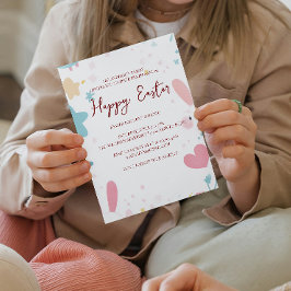 バニーの耳とフローラハッピーイースター 招待状