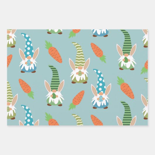 バニーの耳と卵を持つキュートなイースター格言 ラッピングペーパーシート (正面)