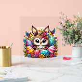 バニーの耳を持つイースターフクロウ アクリルサイン (ウェディング)