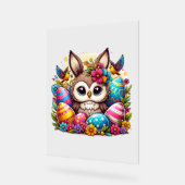 バニーの耳を持つイースターフクロウ アクリルサイン (傾斜)