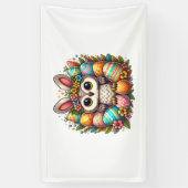 バニーの耳を持つイースターフクロウ 横断幕 (縦)