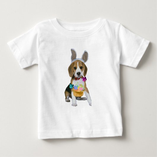 バニーの耳を持つビーグル・イースター ベビーTシャツ (正面)