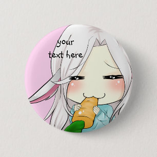 バニーの耳ボタンを持つかわいいチビ(小さくかわいく書いた感じ)の女 缶バッジ