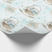 バニーの花と卵を持つイースターバスケット ラッピングペーパー (角)