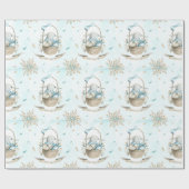 バニーの花と卵を持つイースターバスケット ラッピングペーパー (フラット)