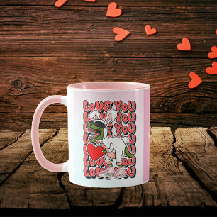 バニーの衣装を着た可愛い恐竜、Love You マグカップ