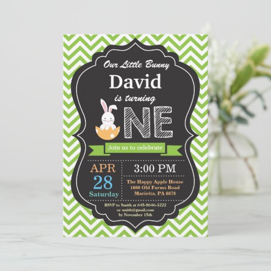 バニーの誕生日のイースターエッグの第1最初誕生日 招待状 (スタンド正面)