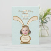 バニーの誕生日の写真の招待状 招待状 (スタンド正面)