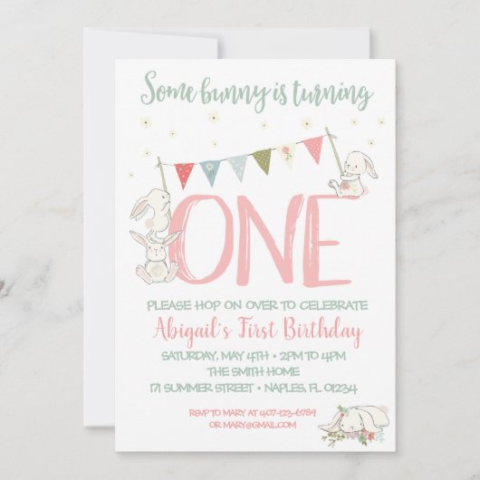 バニーの誕生日の招待状、バニーの最初誕生日 招待状 (正面)