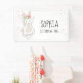 バニーの誕生日の旗の最初ピンクの女の子イースター 横断幕 (インサイチュ)