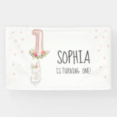 バニーの誕生日の旗の最初ピンクの女の子イースター 横断幕 (横)