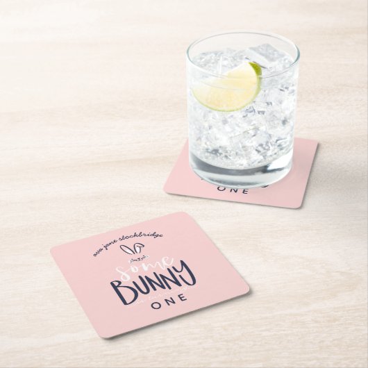 バニーの誕生日パーティー スクエアペーパーコースター (インサイチュ)
