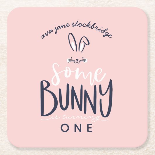 バニーの誕生日パーティー スクエアペーパーコースター (正面)