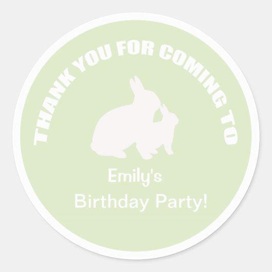 バニーの誕生日パ感謝していーティーあなたはソフト緑のステッカー。 ラウンドシール (正面)
