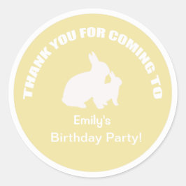 バニーの誕生日パ感謝していーティー黄色のステッカー。 ラウンドシール
