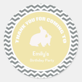 バニーの誕生日パ感謝していーティー黄色 ラウンドシール