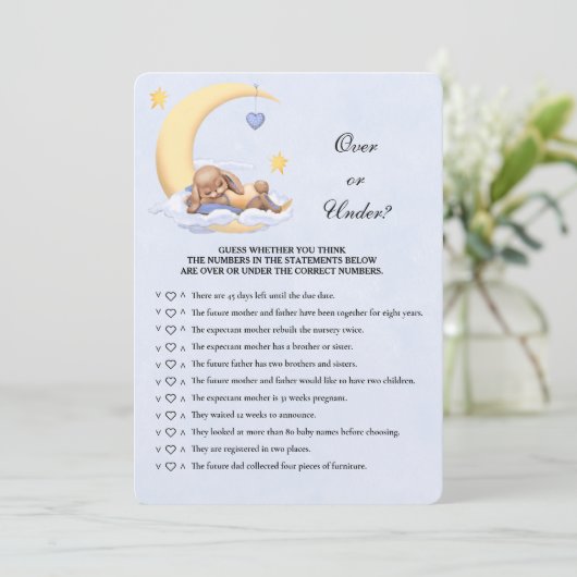 バニーの赤ちゃんシャワーのゲームの上か下？ 招待状 (スタンド正面)