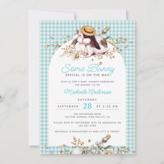 バニーの赤ちゃんシャワーの方法にいくつかのバニー特別な 招待状 (正面)