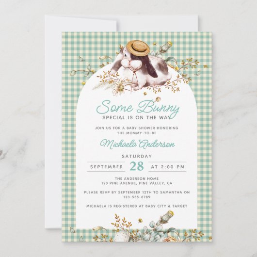 バニーの赤ちゃんシャワーの方法にいくつかのバニー特別な 招待状 (正面)