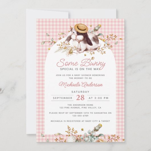 バニーの赤ちゃんシャワーの方法にいくつかのバニー特別な 招待状 (正面)
