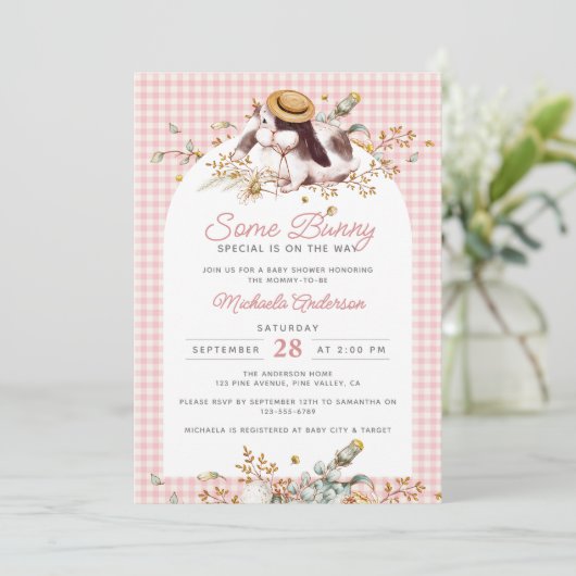 バニーの赤ちゃんシャワーの方法にいくつかのバニー特別な 招待状 (スタンド正面)