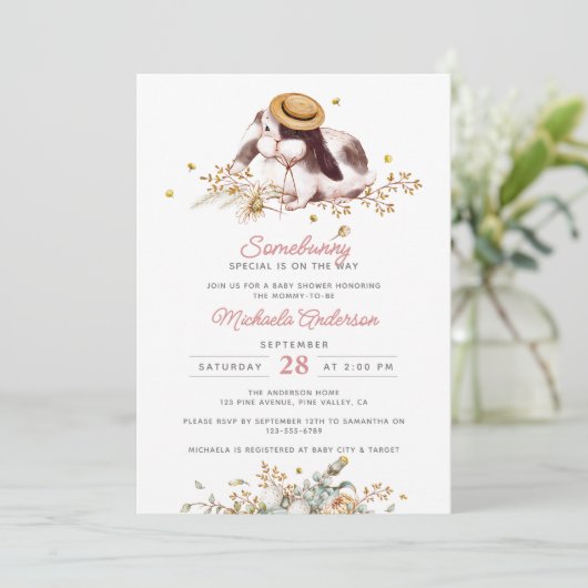 バニーの赤ちゃんシャワーの方法に特別な何か 招待状 (スタンド正面)