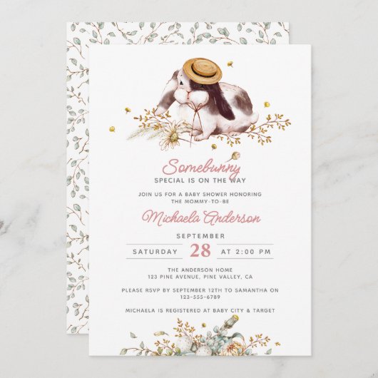 バニーの赤ちゃんシャワーの方法に特別な何か 招待状 (正面/裏面)