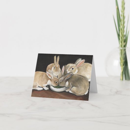バニーの食事の時間芸術のメッセージカード シーズンカード (正面)