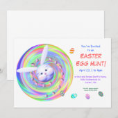 バニーのHeadspinイースターエッグの狩りのパーティー 招待状 (正面/裏面)
