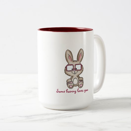 バニーはマグ-バニーとのかわいいデザイン愛します ツートーンマグカップ (正面右)