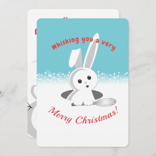 バニーは休日のベーキングのクリスマスカードを払います シーズンカード (正面/裏面)