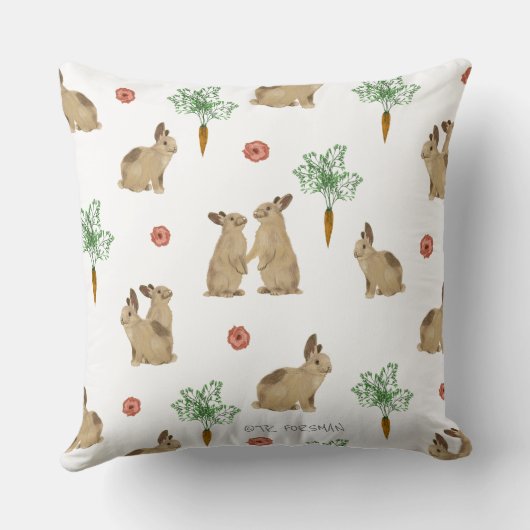 バニーは枕で(青い)あなたの子供の名前を絵を描きました クッション (裏面)