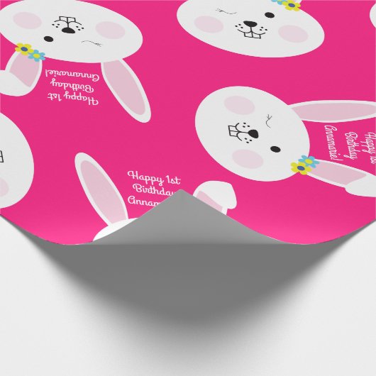 バニーは1つのかわいいウサギの第1誕生会です ラッピングペーパー (角)