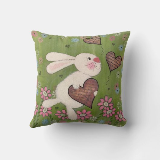 バニーは-イースターウサギの子供の芸術愛します クッション (裏面)