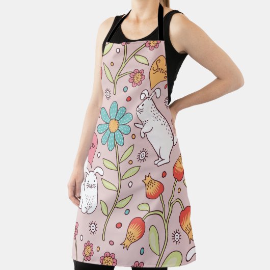 バニーを使った、かわいいシームレスなパターン エプロン (インサイチュ)