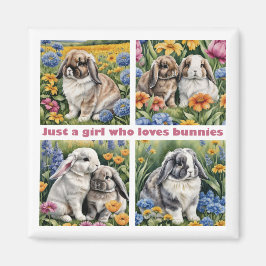 バニーを愛する女の子冷蔵庫 マグネット