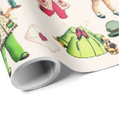 バニーイヤーとヴィンテージ紙の人形と衣装 ラッピングペーパー (ロールコーナー)