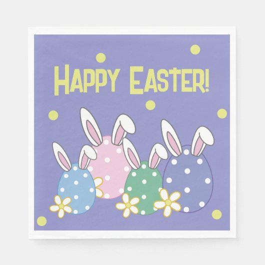 バニーイヤーエッグハッピーイースターナプキンス（紫） スタンダードランチョンナプキン (正面)