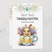 バニーインカップグランドドーターイースターホリデーカード 招待状 (正面/裏面)
