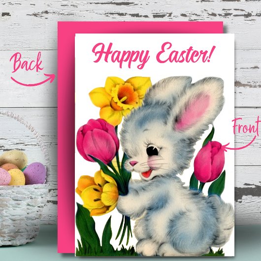 バニーインフラワーズハッピーイースターカスタムレトロ シーズンカード